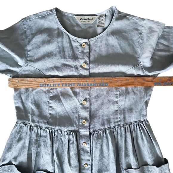 Eddie Bauer 100% Linen Button Front Maxi Dress Sz XSP Vintage Cottagecore Sage - Picture 13 of 16